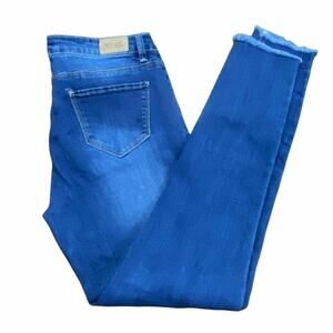 K's More Stretch High Rise Denim Skinny Blue Jeans Raw Hem Size 5
